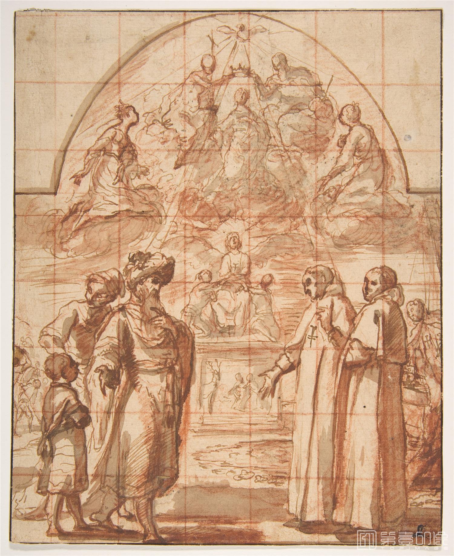 素描-美国纽约大都会美术馆素描藏画-Alessandro TiariniAllegory of the Trinitarian Order-0053